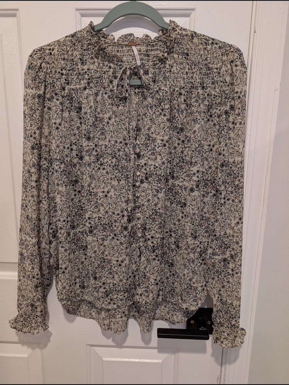 Free People Floral Blouse With Tie Detail